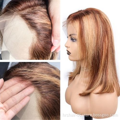 Human hair wig lace front 13*4 lace closure p4/27 highlight color glueless wigs wholesale wigs 100% human hair